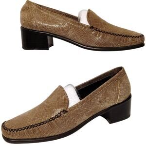 Stuart Weitzman Loafer Heeled Shoes Leather Sole Brown Womens US 9 Italy